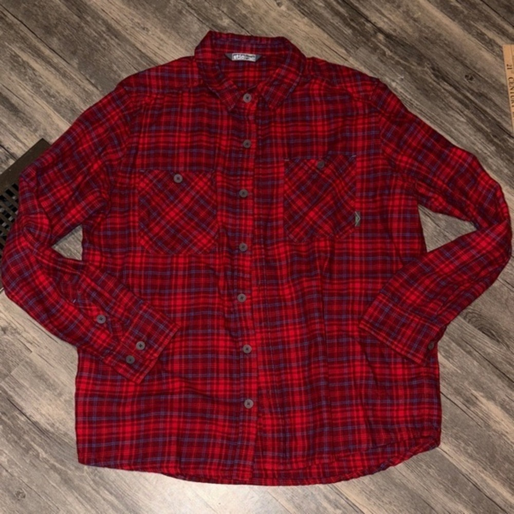 STIO Flannel Shirt Mens LG 
Organic Cotton 
Long Sleeve Miter 
Lightweight Plaid